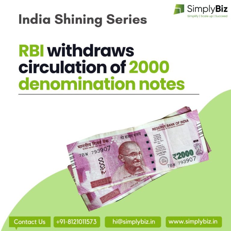 Reserves Bank of India withdraws circulation of Rs. 2000 denomination notes